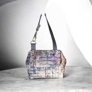 Multicolor Micro Bag Women's Mini Keychain Bag Leather Straps Tim Holtz Cotton